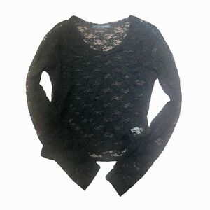 Black Lace Long Sleeve Going-Out Top